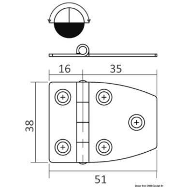 Charnière inox 51,5x27 mm | EAN 8033137005480 Ref 38.491.30