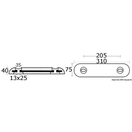 
Anode  boulonner aluminium 200 mm 

