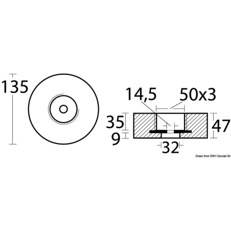 
Anode magnésium fixation escamotable Ø 135 mm 
