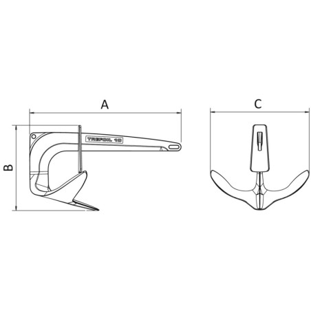
Ancre Trefoil inox avec plaque contre l'eau 10 kg 
