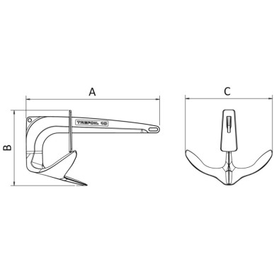 Ancre Trefoil inox + plaque contre l'eau 10 kg | EAN 8033137201905 Ref 01.120.10