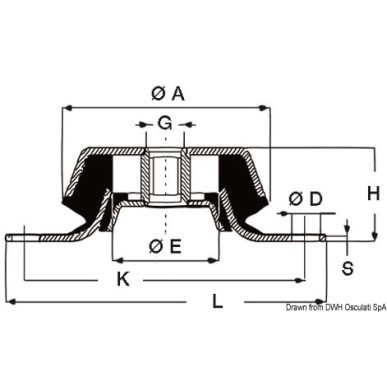 Support antivibration acier galvanisé 200 kg | EAN 8033137156564 Ref 51.656.02