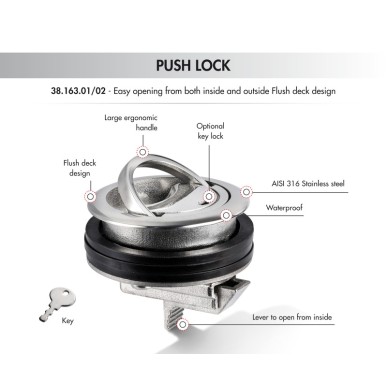 Lève-plancher PUSH LOCK Eclipse + serrure | EAN 8033137211812 Ref 38.163.02