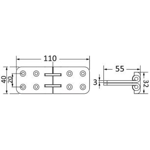 
Charnière escamotable rotation 180° AISL 316L 
