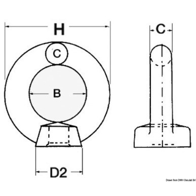 
Ecrou  œil moulé femelle AISI316 12 mm 
