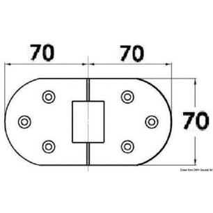 
Charnière rotation180° avec trous 140x70 mm 
