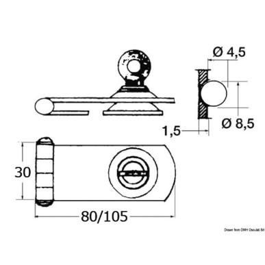 Fermeture charnière + clé 80x30 mm | EAN 8033137005930 Ref 38.978.00