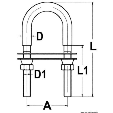 
Boulon  U avec écrou de sécurité M8 
