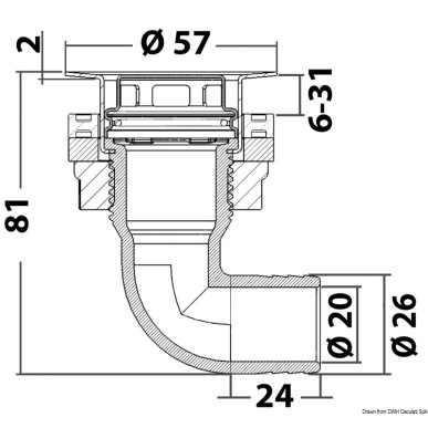 Evacuation p.cockpit au ras + tête AISI 316 90+ | EAN 8033137097331 Ref 17.122.90