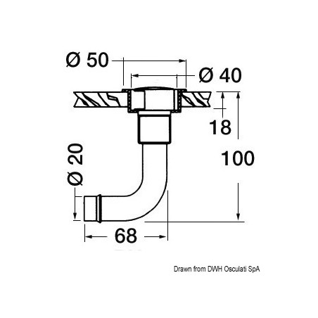 
Event laiton chromé coudé 90° droit 20 mm 

