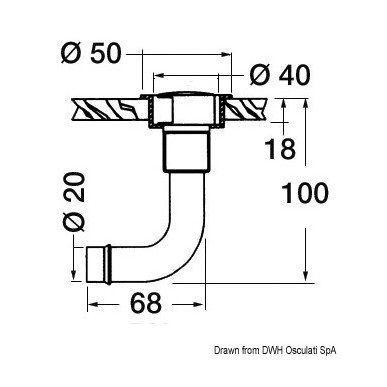 Event laiton chromé coudé 90+ droit 20 mm | EAN 8033137109652 Ref 20.285.03