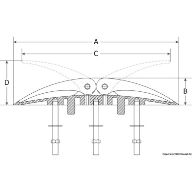 Taquet rabattable WING AISI316 360x55 mm | EAN 8033137132285 Ref 40.145.02