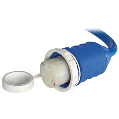 
Câble fiche+capuchon pré-monté bleu 15 m 50 A 
