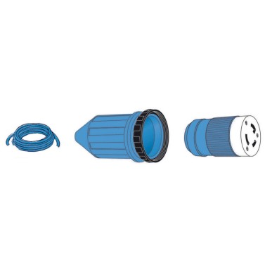 
Câble fiche+capuchon pré-monté bleu 15 m 50 A 
