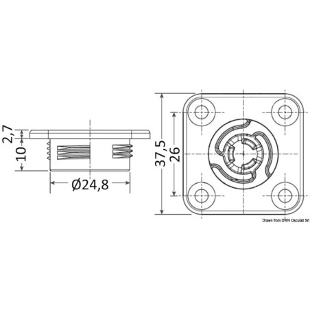 
Clip auto-alignant carré trou 25 mm Delahousse Quick-Fit 
