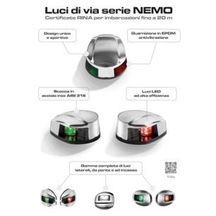 
Feu navigation LED NEMO 112,5°+112,5° bicolore Blister - montage horizontal
