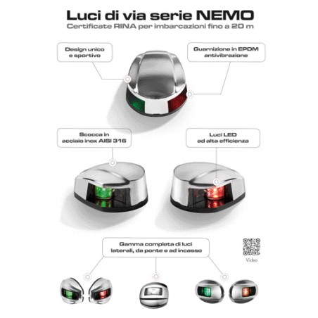 
Feu navigation LED NEMO 112,5°+112,5° bicolore Blister - montage horizontal

