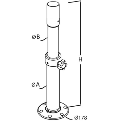 Pied table Thread Lock téléscopique 450/700 mm  Ref 48.417.63
