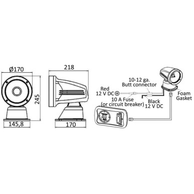 Phare électrique One LED complet + commande joystick depuis le tableau de bord| EAN 8033137223594 Ref 13.227.01