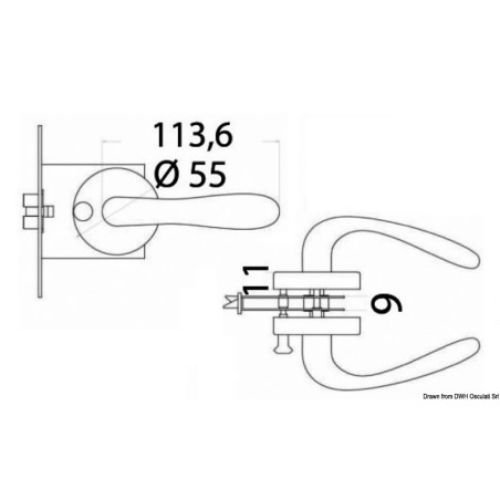 
Serrure encastrer laiton chromé blocage 66x60x9mm 
