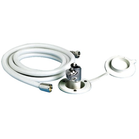
Douche  bouton finition blanche tuyau PVC 2,5 m Montage  plat
