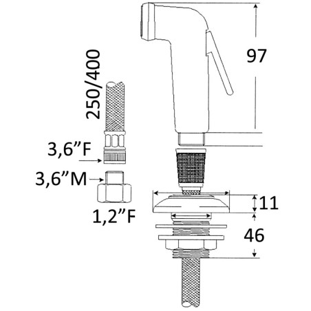 
Douchette Utility téléphone tuyau PVC 2,5 m Support de pont
