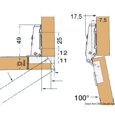 Charnière ressort 15-19 mm 94x54 mm | EAN 4510932000482 Ref 38.525.43