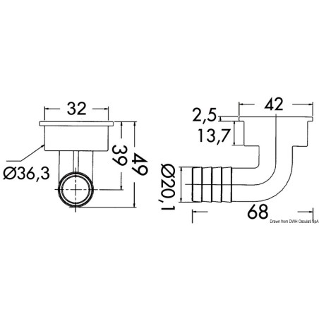 
Evacuation p. cockpit AISI 316 Ø 42 
