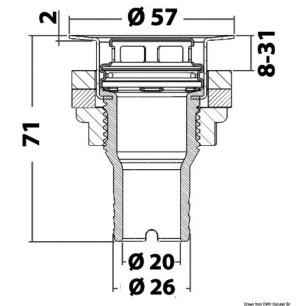 
Evacuation p.cockpit au ras avec tête AISI 316 
