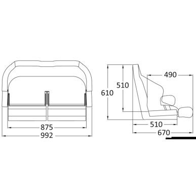 Double siège rembourré + flip up H99 RM52  Ref 48.410.40
