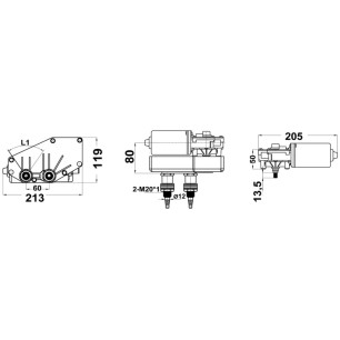 
Moteur pour bras et brosses 12 V 70 W 
