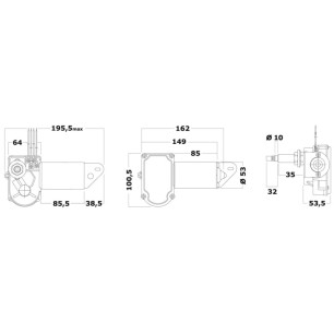 
Moteur pour bras et brosses 12 V 20 W 
