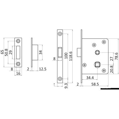 Serrure magnétique simple + blocage | EAN 8033137211690 Ref 38.130.02