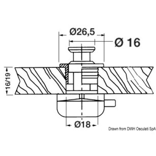 
Dèclic  bouton nylon/laiton chromé 16 mm 
