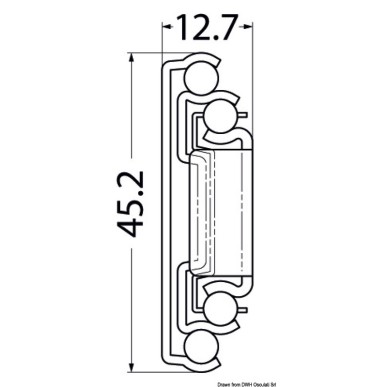 Guide rembourré Soft-close p. tiroirs 455-450 mm | EAN 8033137211942 Ref 38.273.18