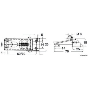 
Fermeture  levier inox réglable 70x25 mm 
