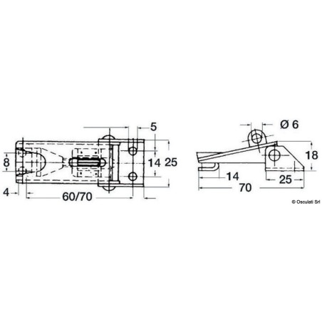 
Fermeture  levier inox réglable 70x25 mm 
