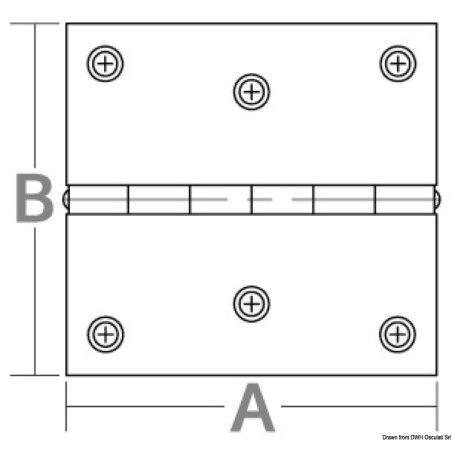 
Charnière rectangulaire inox poli miroir 60x40 mm 

