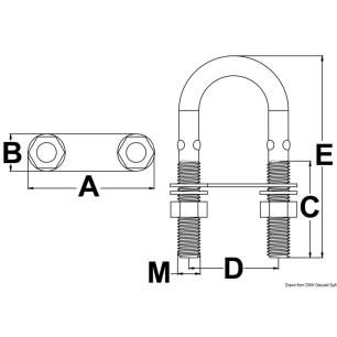 
Cavalier en U inox avec ronde pincé 80mm x M8 mm 

