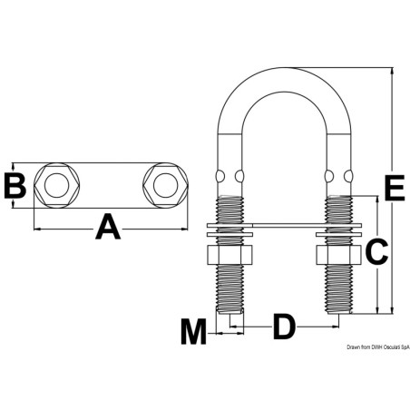 
Cavalier en U inox avec ronde pincé 150mm x M12 mm 

