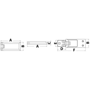 
Charnière Piramid AISI316 poli miroir 70x30 mm 
