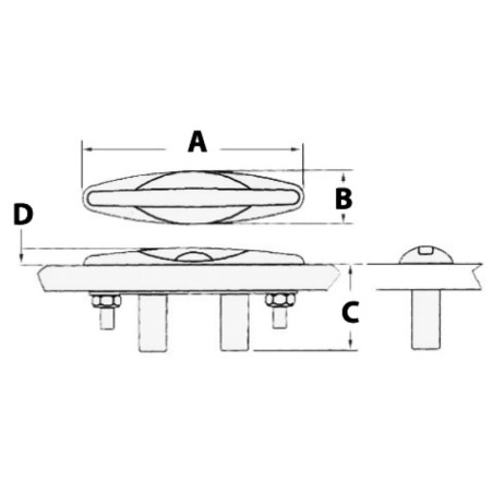 
Taquet rétractable AISI316 poli miroir 305/285 mm 
