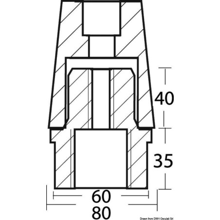 
Ecrou avec anode aluminium Radice 40 mm 
