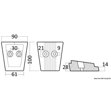 Anode pied zinc Volvo 63 x 91 mm | EAN 8033137139550 Ref 43.554.02