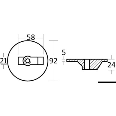 Queue carpe plate zinc p. Alpha/Bravo 35/300 HP | EAN 8033137138430 Ref 43.423.00