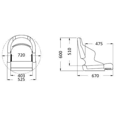 Siège anatomique H52 RAL 9010 | EAN 8033137149405 Ref 48.410.02