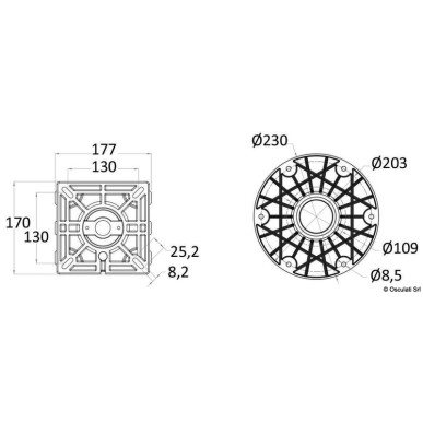 Support de siège Waverider + amortisseur, tête pivotante+ base aluminium encastrée Ref 48.707.40
