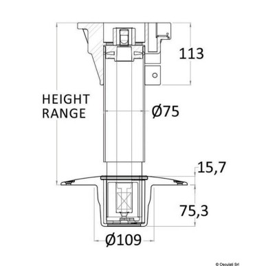 Support de siège Waverider + amortisseur, tête pivotante+ base aluminium encastrée Ref 48.707.40