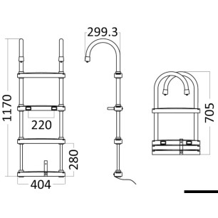 
Echelle eco télescopique dépliée 1170 mm - repliée 705 mm 
