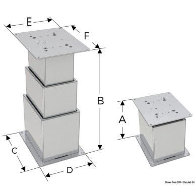 Pied table électrique SQUARE 2/3 stades 12V 15mm/s | EAN 8033137151385 Ref 48.743.12